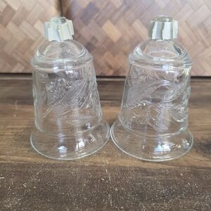Home Interior Clear Embossed Flower Votive Cup Set of 2 Candle Holders Vintage